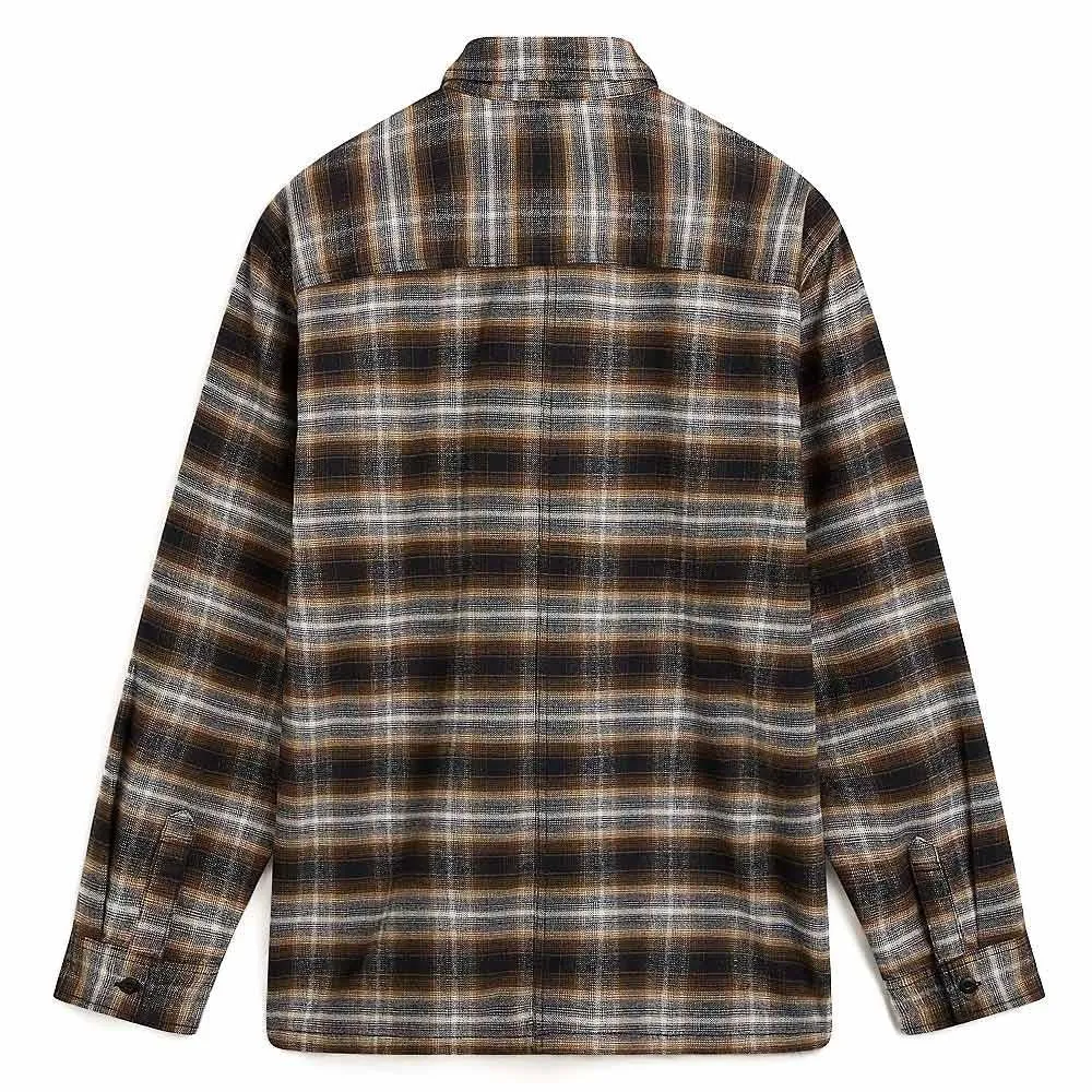 BBQ Party Quick Release Placket Vans Montwood Zip Flannel Shirt - Black and Sepia