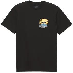 Stylish Look Drop Shoulder Design Vans Running On Empty T-Shirt - Black