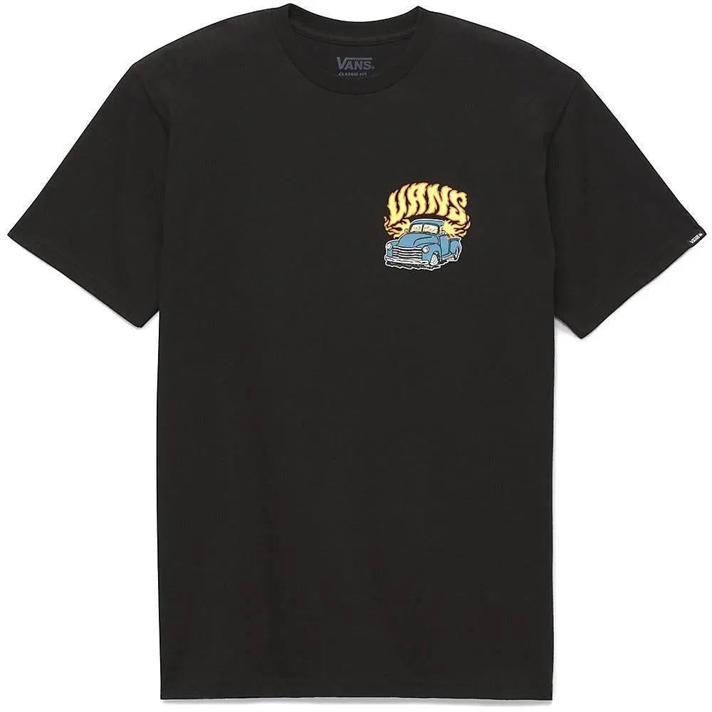 Stylish Look Drop Shoulder Design Vans Running On Empty T-Shirt - Black