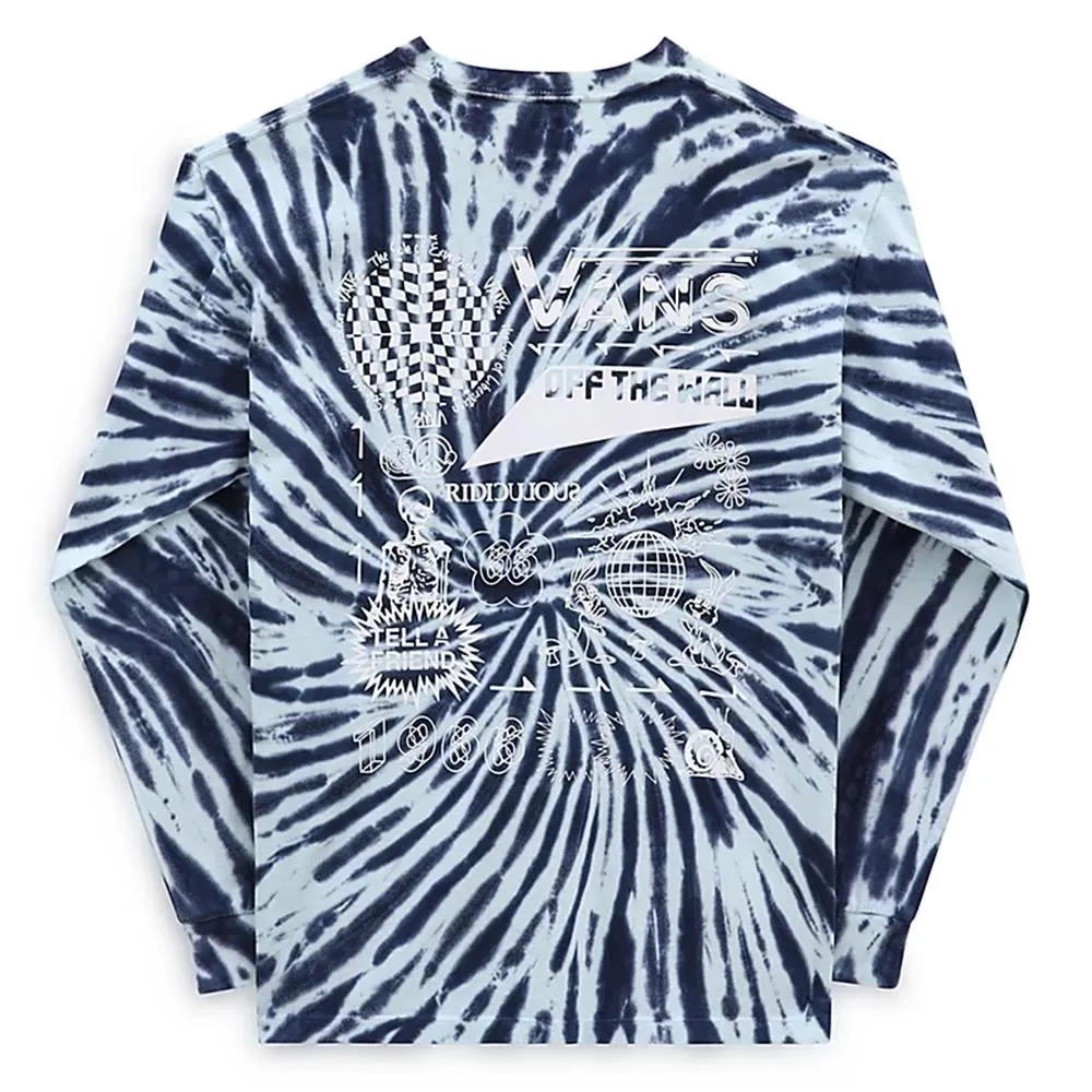 Anti Pilling Treatment Bold and Comfortable Vans Scattered Tie Dye Long Sleeve T-Shirt - Dress Blues
