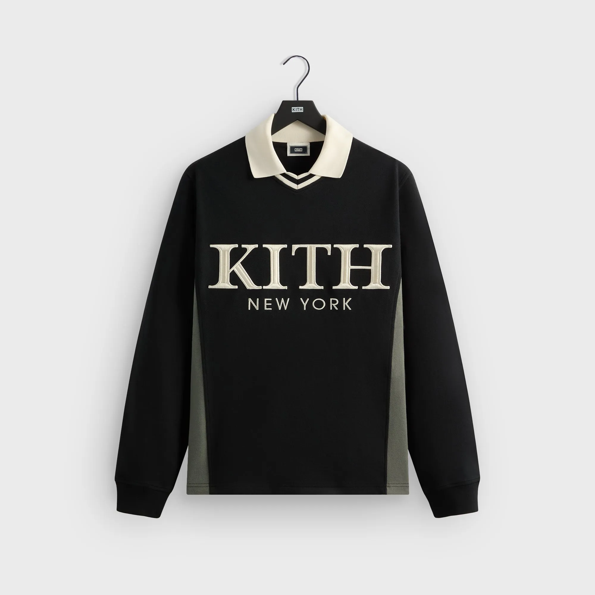 AntiStatic Treatment Kith Pique Long Sleeve Tap Polo - Black