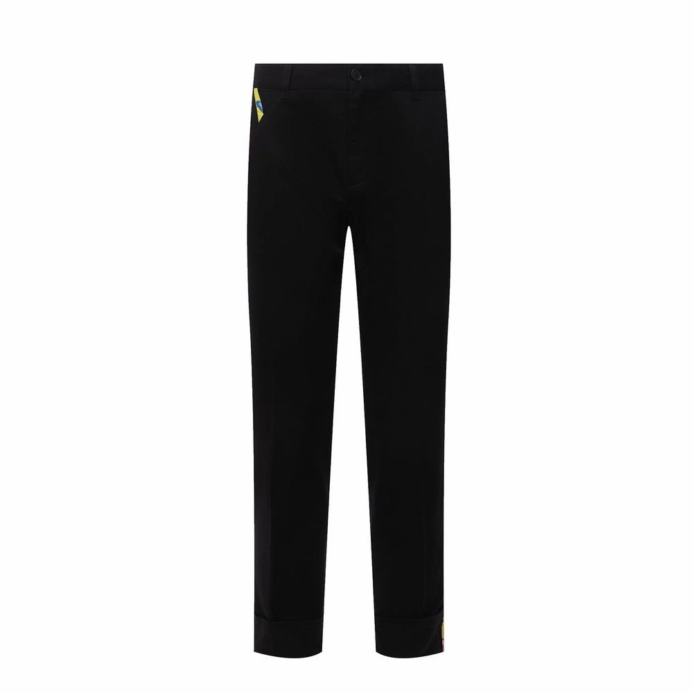 Versace Cotton Gabardine Men's Trousers High Durability Thread Base Style