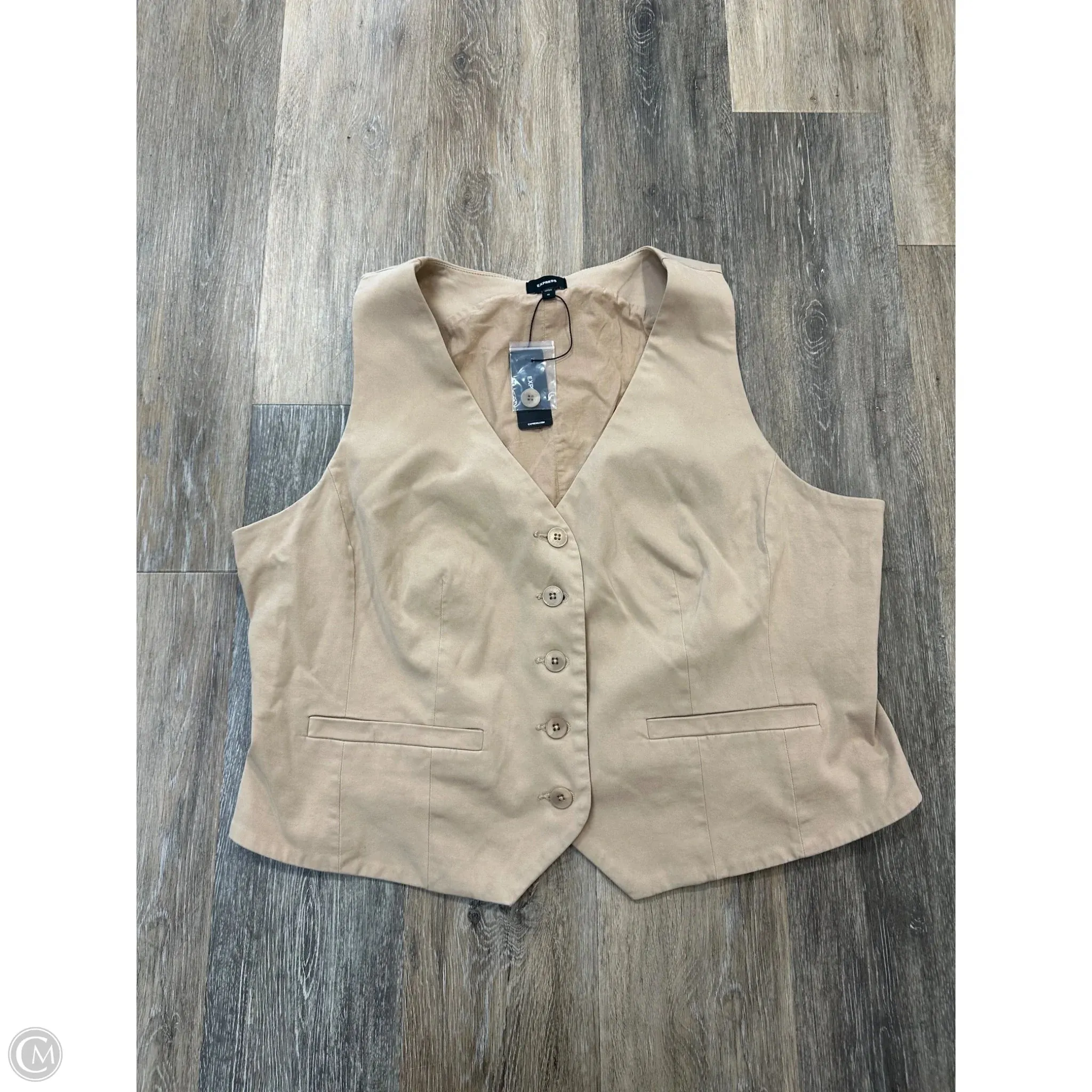 Biodegradable Fiber Blend Vest Other By Express In Tan, Size: Xl