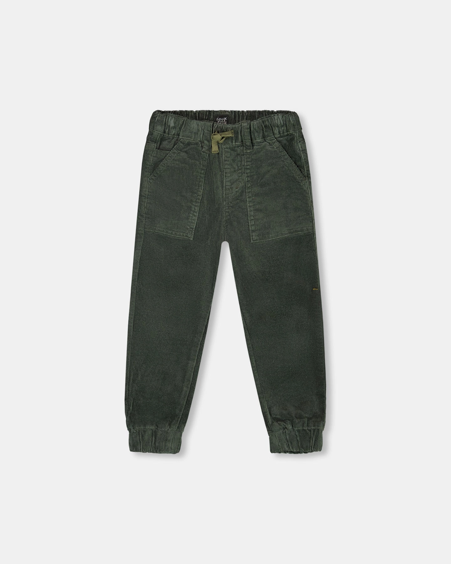 Non Slip Waist Grip Linen blend Stretch Corduroy Jogger Pants Forest Green
