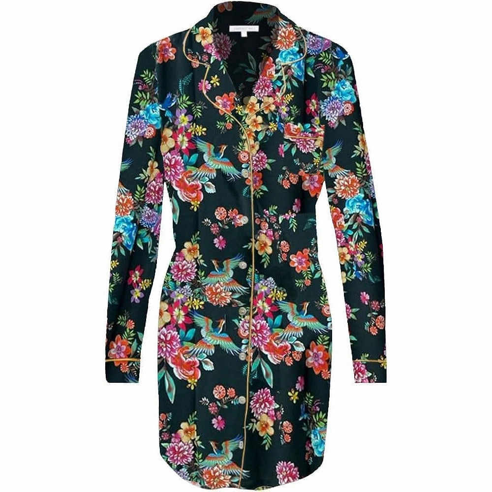 Textured Ribbed Collar Johnny Was Women Sognatore Neros Long Sleeve Sleepwear Shirt Multicolor