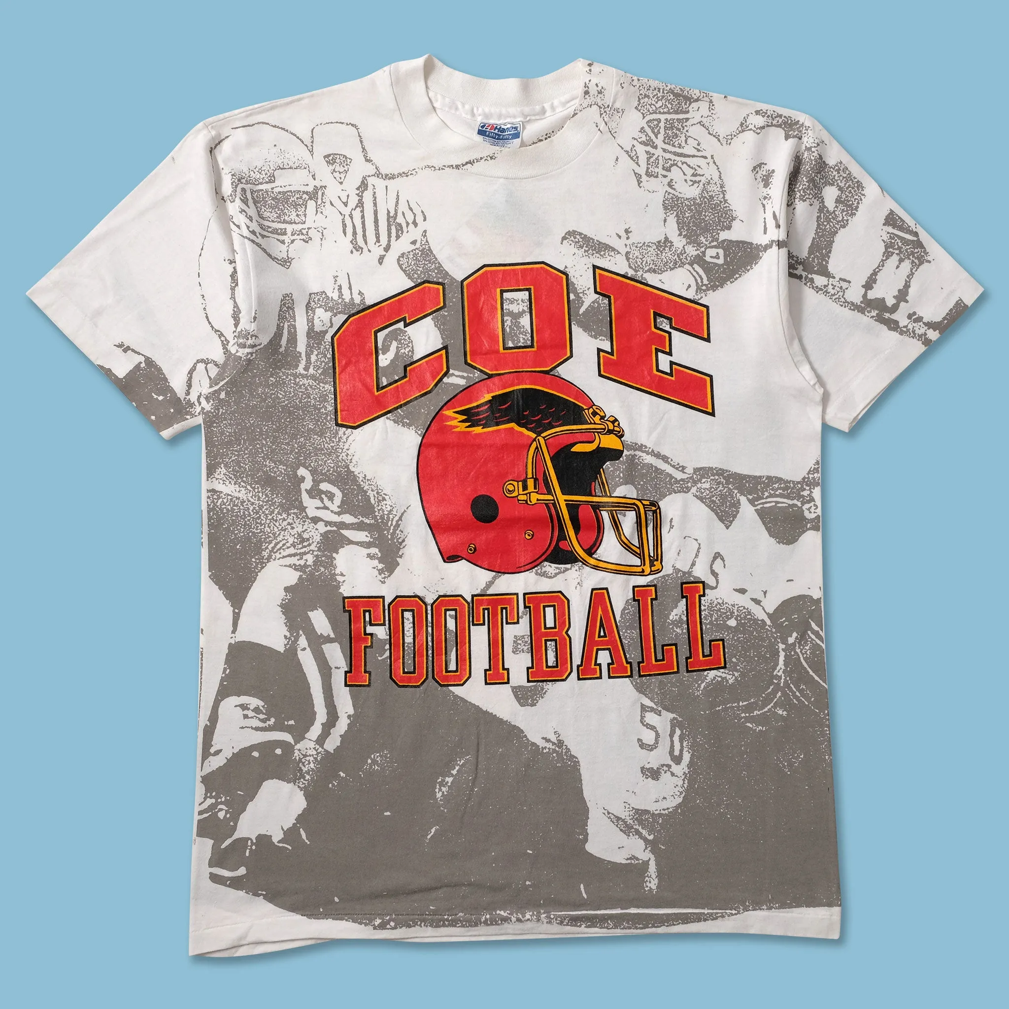 Light Style Trend Animal print wildness Vintage COE Football T-Shirt Medium