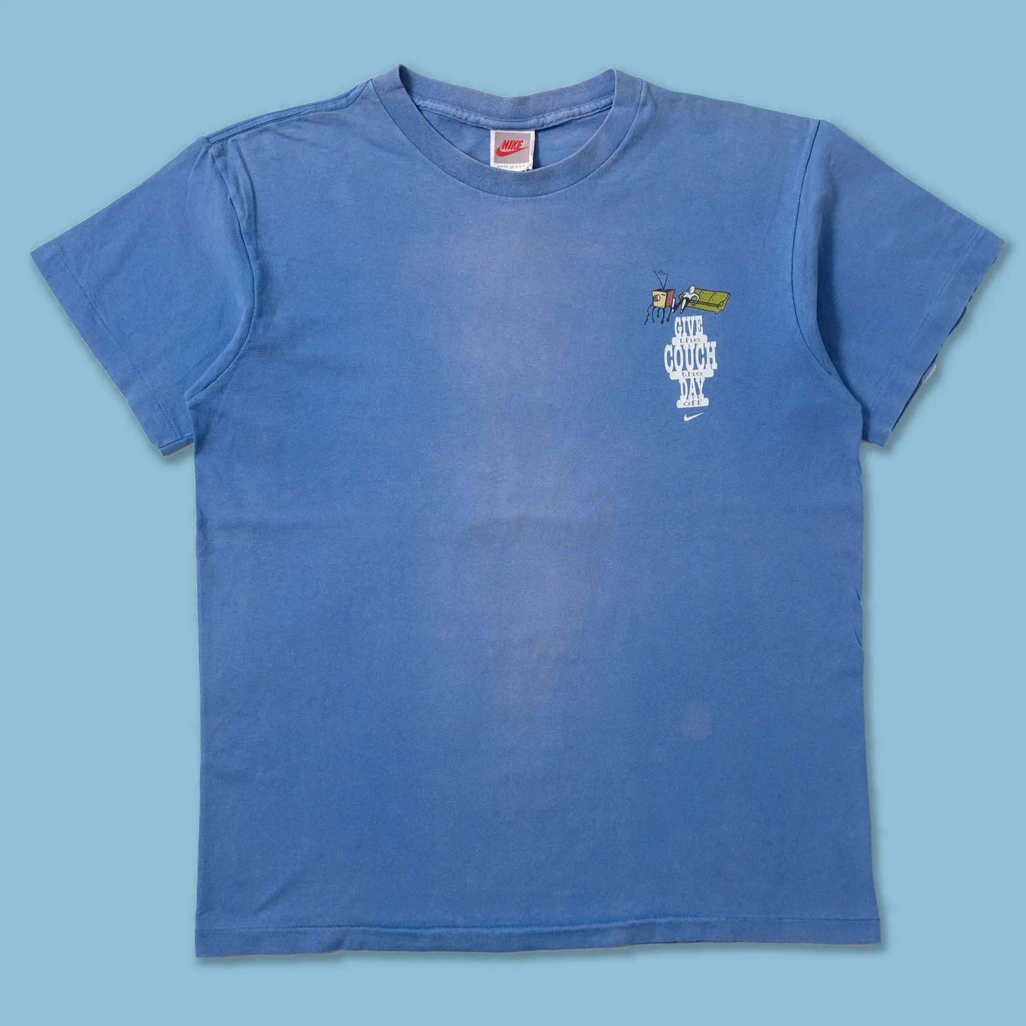 Street Trendy Vintage Nike Give The Couch A Day Off T-Shirt Small