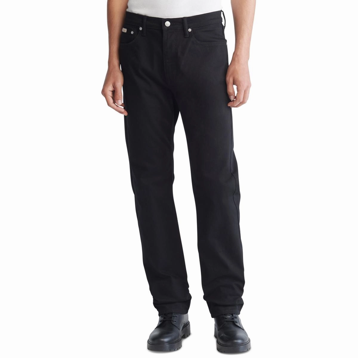Smooth Comfort Laidback Style Mens Stretch Mid Rise Straight Leg Jeans