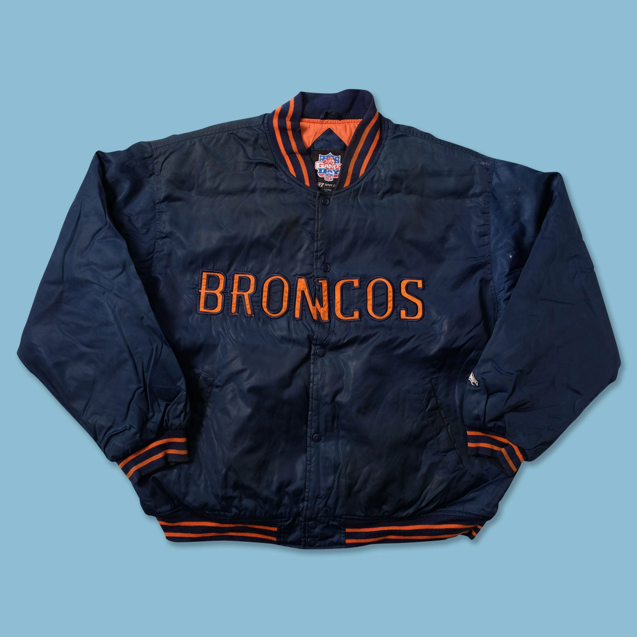 Sun Protective Fabric Durable Chill Piece Vintage Denver Broncos Varsity Jacket XXL