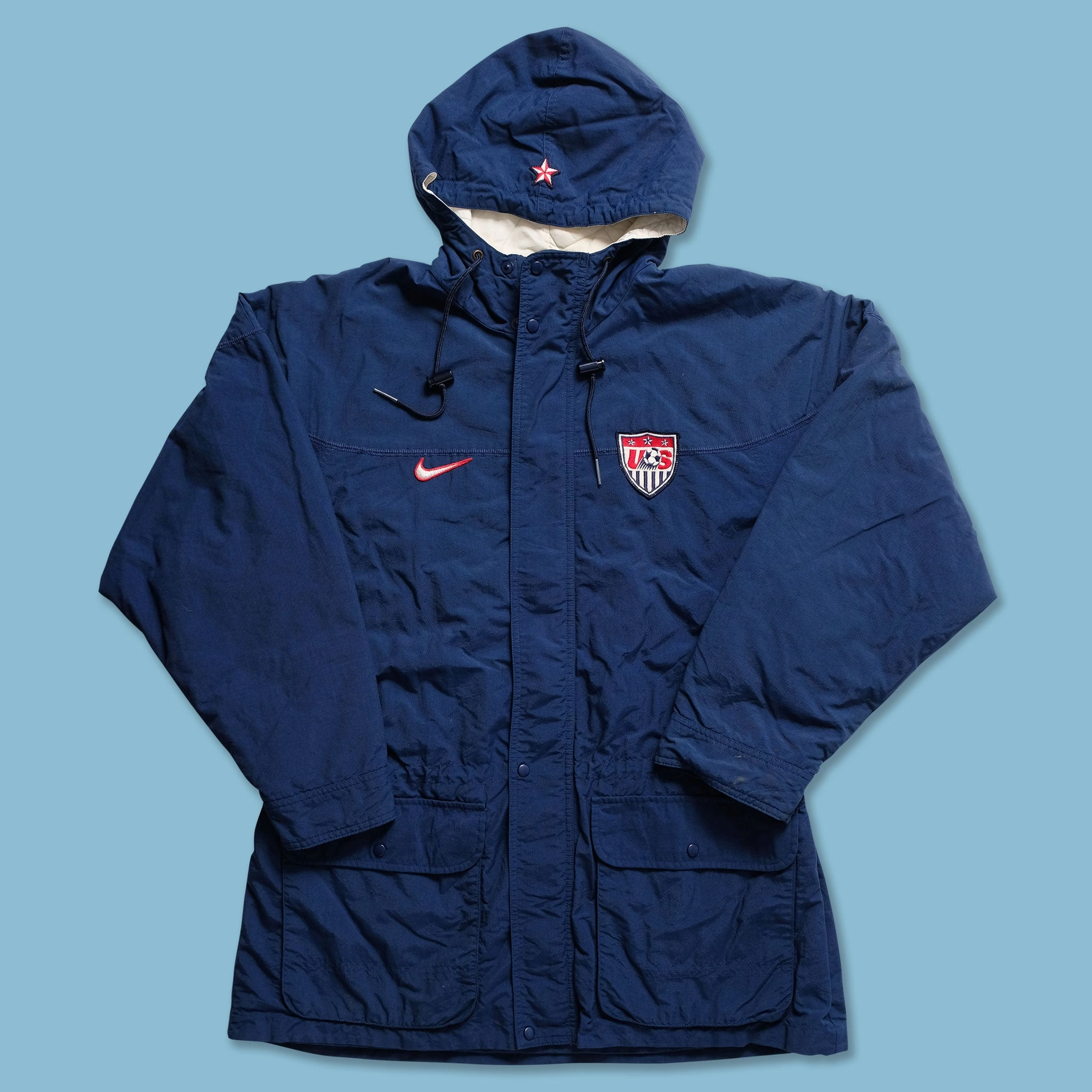 Reinforced Seam Durability Warm Layer Option Vintage Nike USA Soccer Padded Jacket Large
