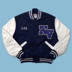 Vintage Wool Leather Varsity Jacket Medium Effortless Look Travel Fit