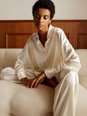 Viola oversized Silk Pajama For Women TemperatureRegulating Fabric Plush Terry Cloth
