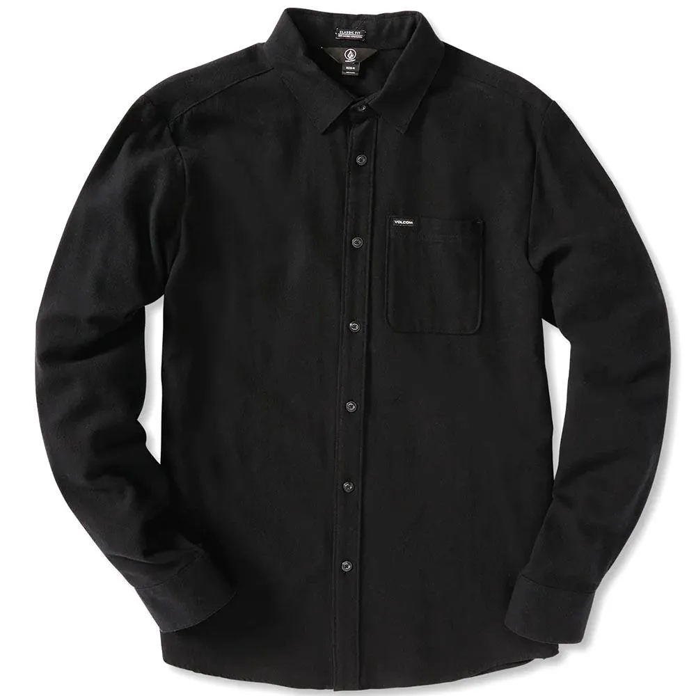 Volcom Caden Solid Black Shirt Solid Hue Pure Cotton