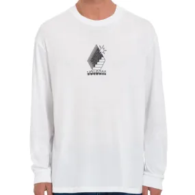 Volcom Stairway Long Sleeve T-Shirt - White Anti Pilling Fabric Classic Crew Neck
