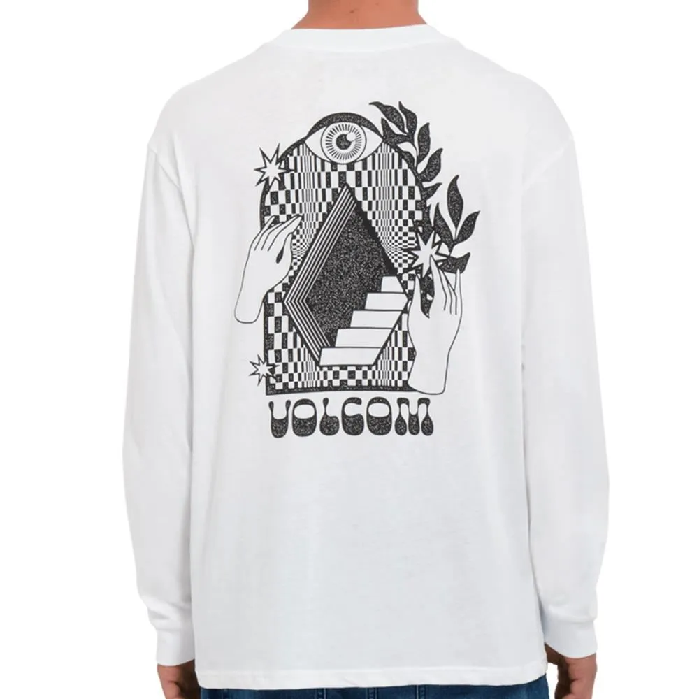 Volcom Stairway Long Sleeve T-Shirt - White Light Style Trend LayeredHemDetails