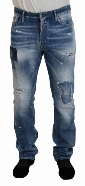 Dsqua2  Washed Tatte Straight Fit Casual  Men's Jeans Mid Rise No Fuss Wear