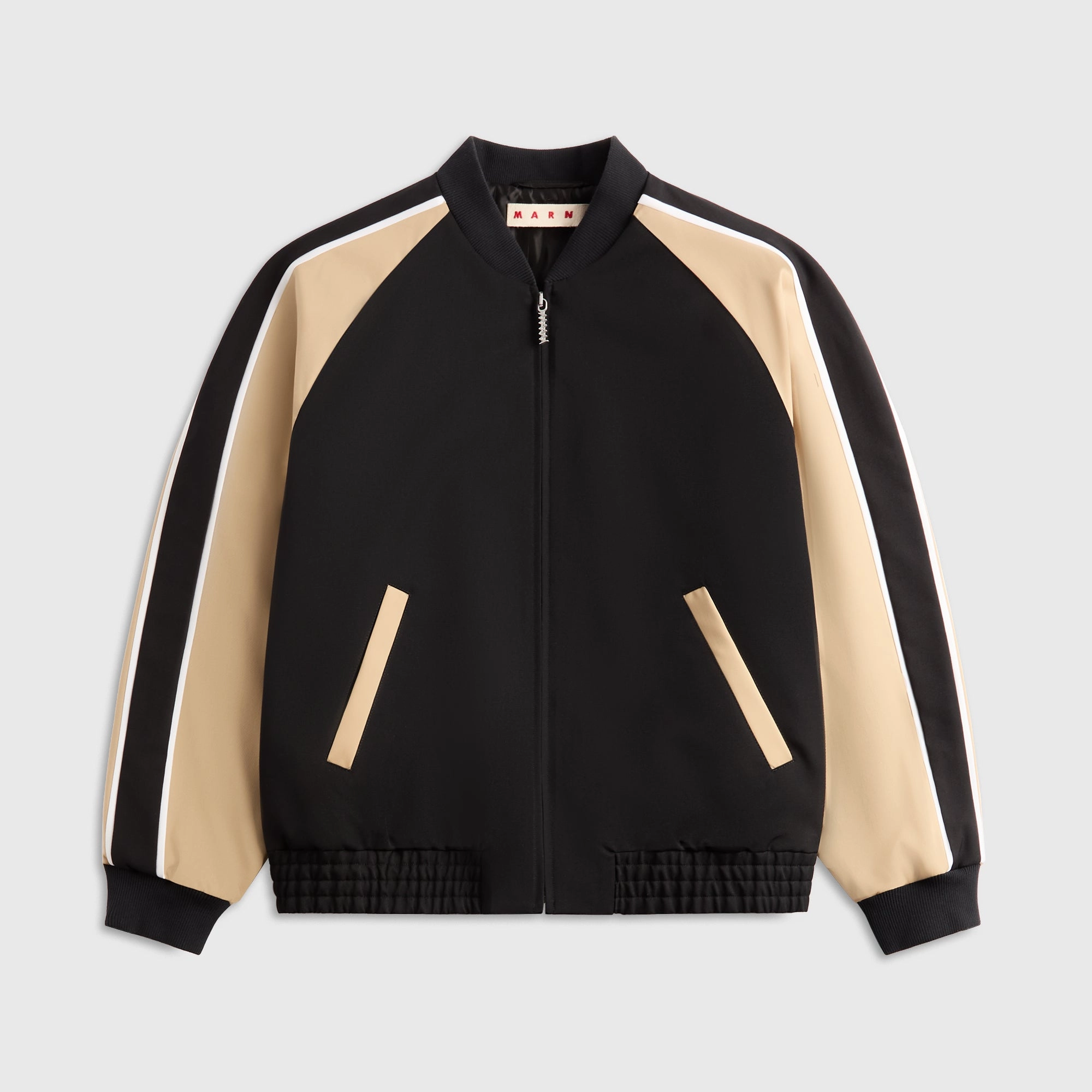 Pastel Shade Marni Wool Raglan Sleeve Bomber Jacket - Black