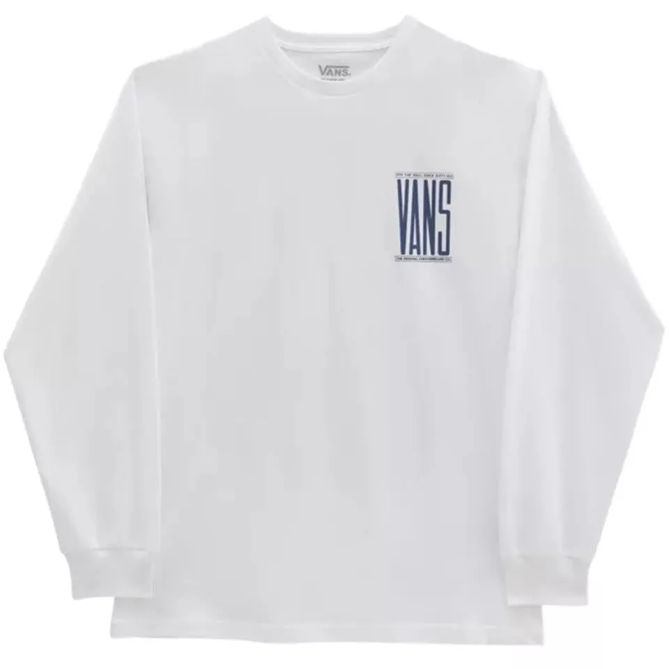 Soft Finish Seam Free Edging Vans Type Stretch Long Sleeve T-Shirt - White