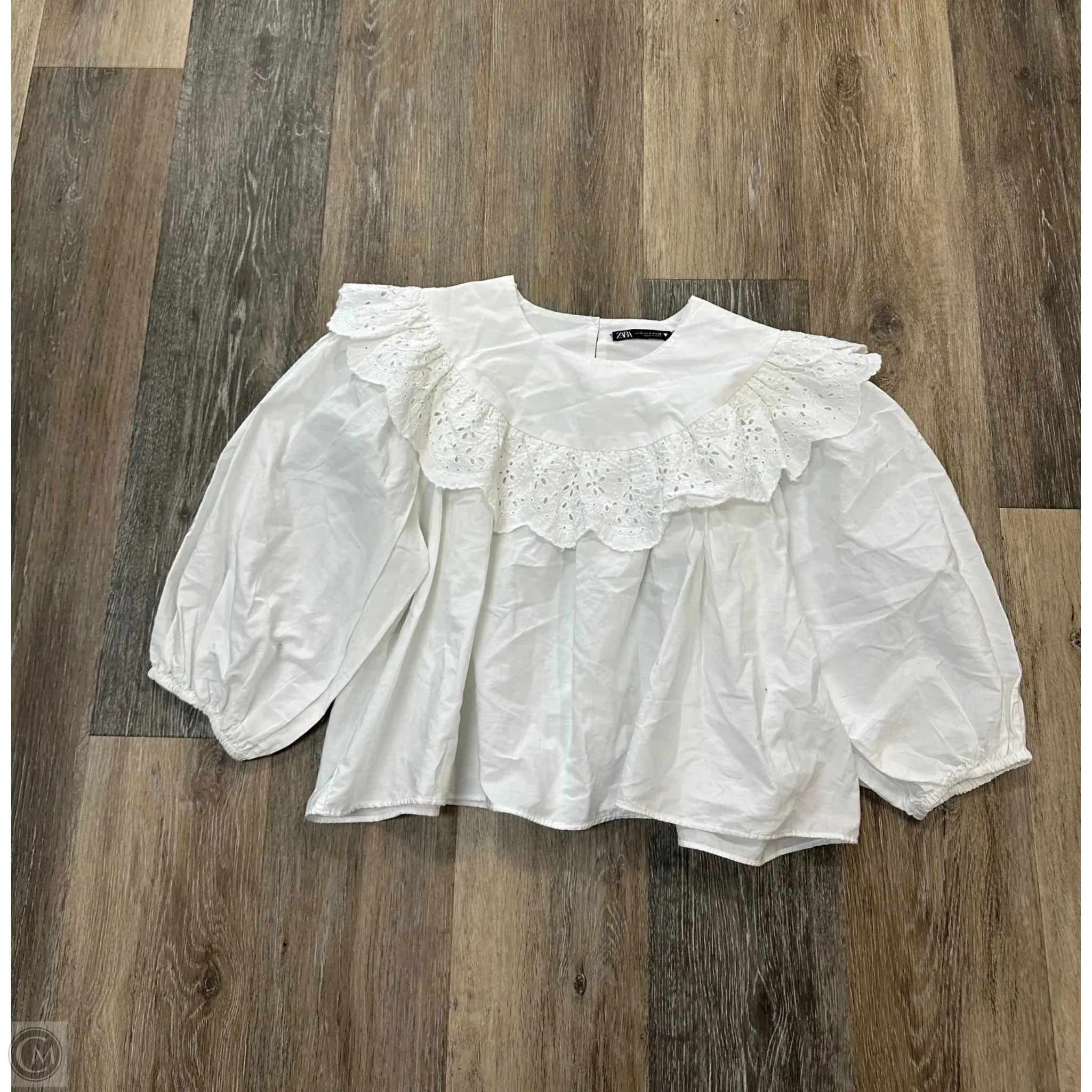 Blouse Long Sleeve By Zara In White, Size: S Tunic top