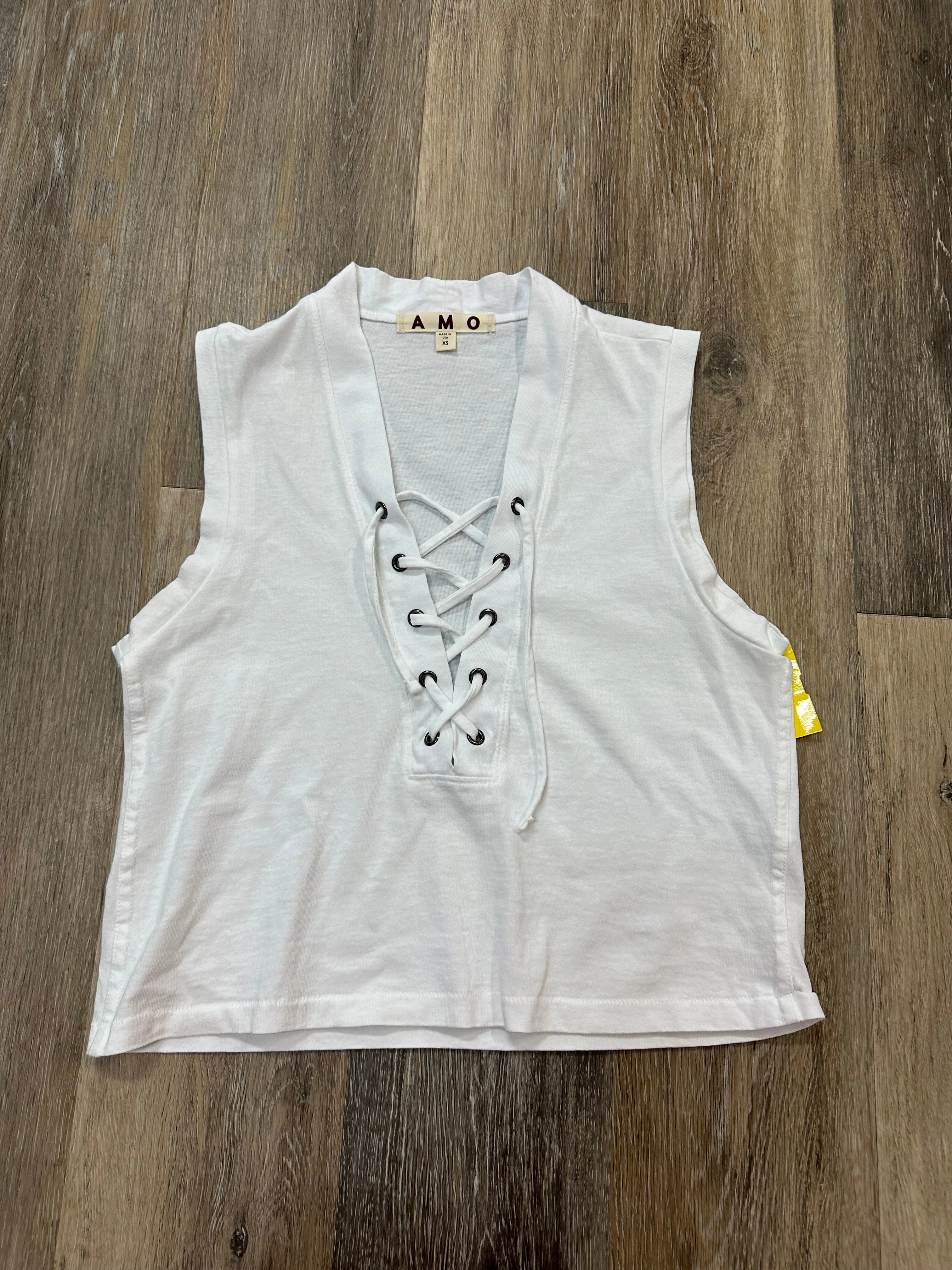 RaglanSleeve Odor Resistant Treatment Top Sleeveless Designer By Amo In White, Size: Xs