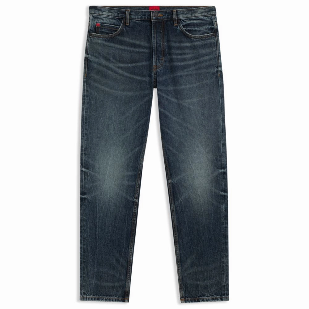 Tapered-fit jeans in blue stonewashed denim Family Style Gym Ready Daily Wear