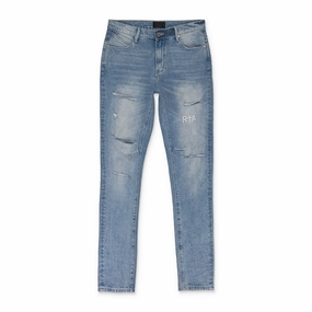 BLUE FADED DISTRESSED SKINNY JEANS Casual Smart Casual Unisex Wear