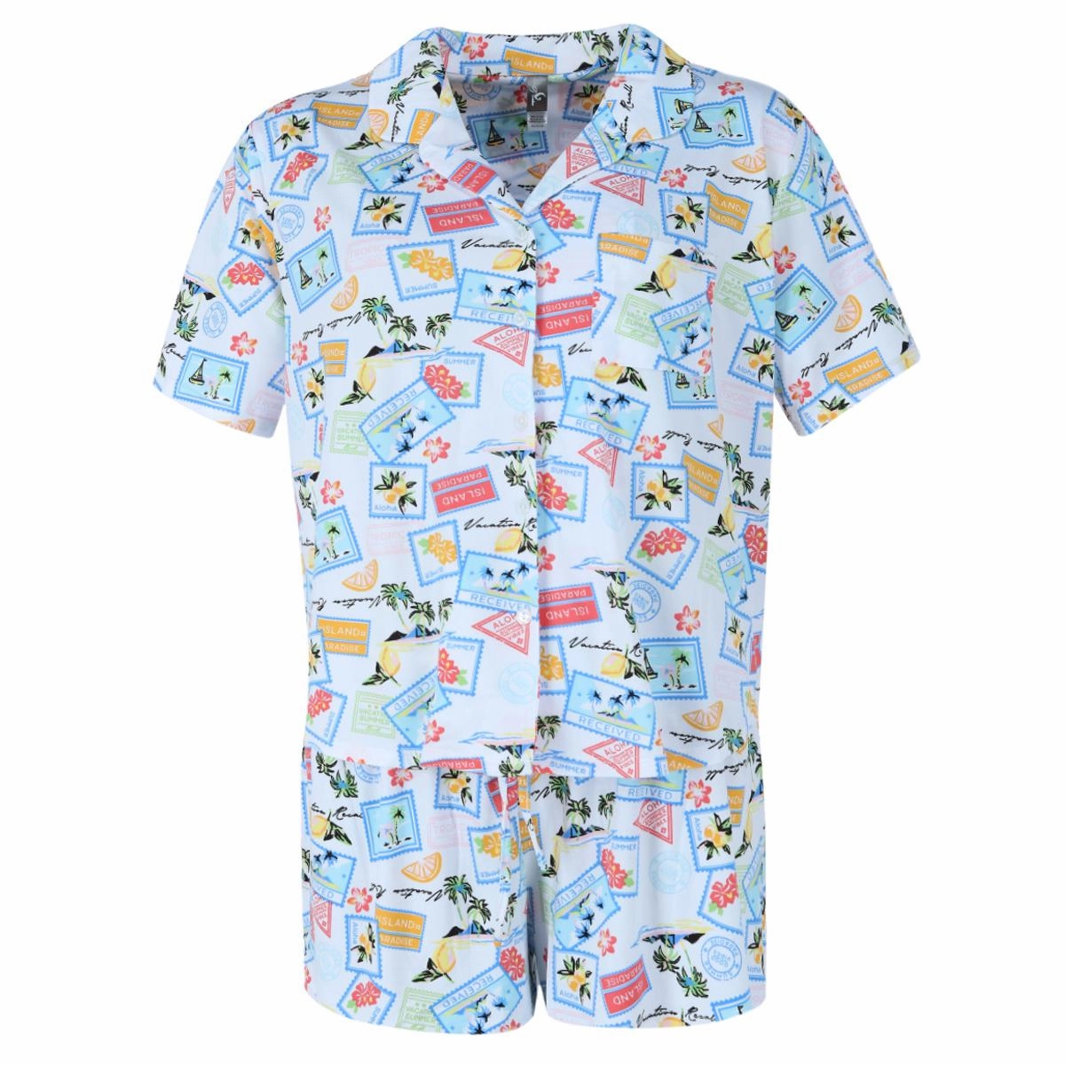 Women's Vacation Stamps Notch Collar Short Set Roomy Armholes Versatile Styling