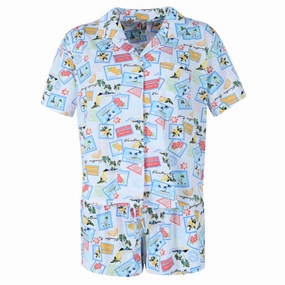 Women's Vacation Stamps Notch Collar Short Set Roomy Armholes Versatile Styling