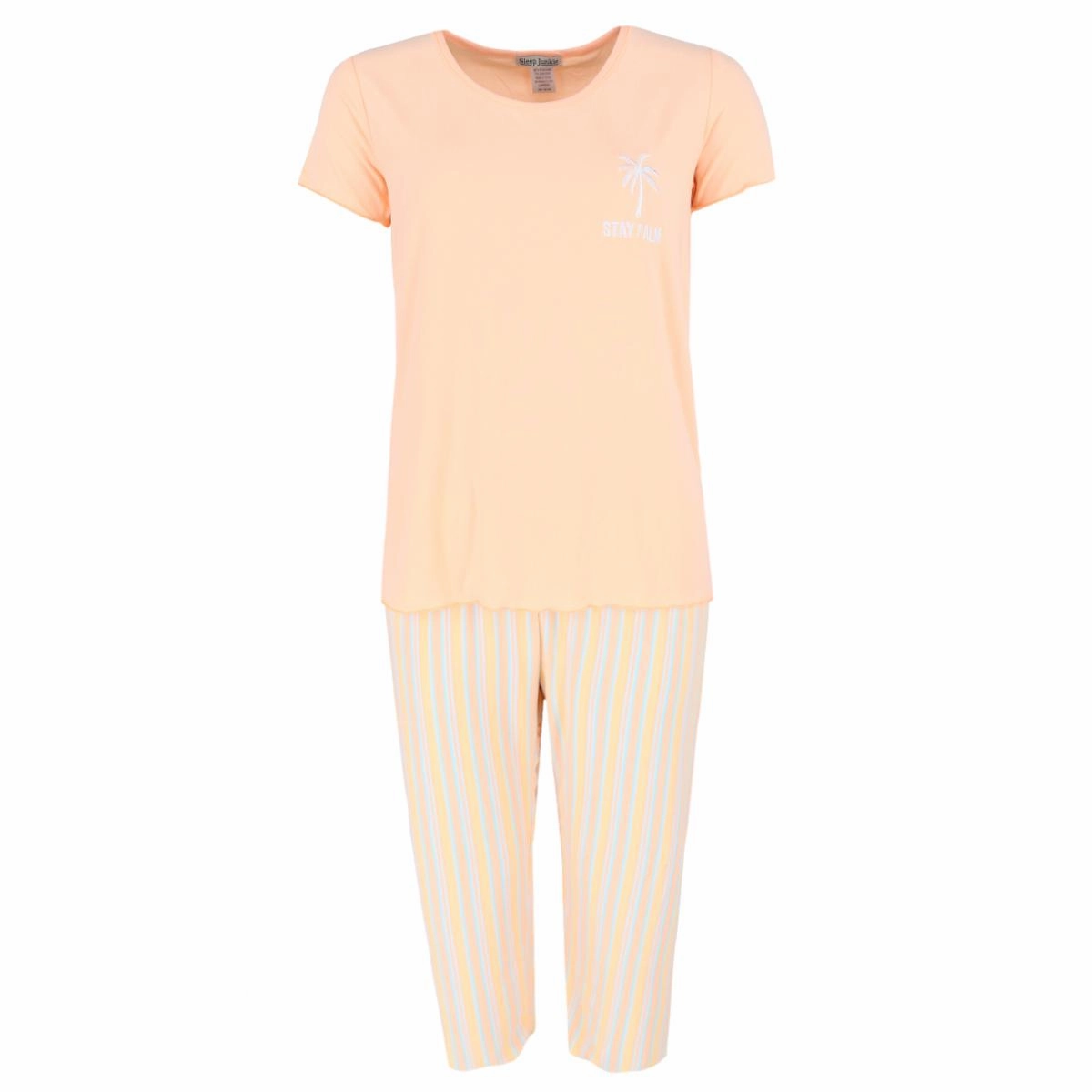Women's Stay Palm Short Sleeve Capri Set Lightweight Jersey Knit