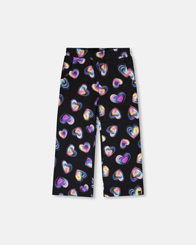 Wide Leg Fleece Pants Black and Multicolor Stay Dry Comfort Wearable