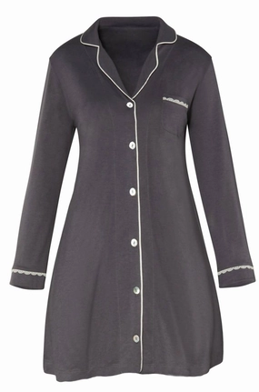 QuickDry Material Adelina Long Sleeve Sleeve Sleepshirt In Light Charcoal