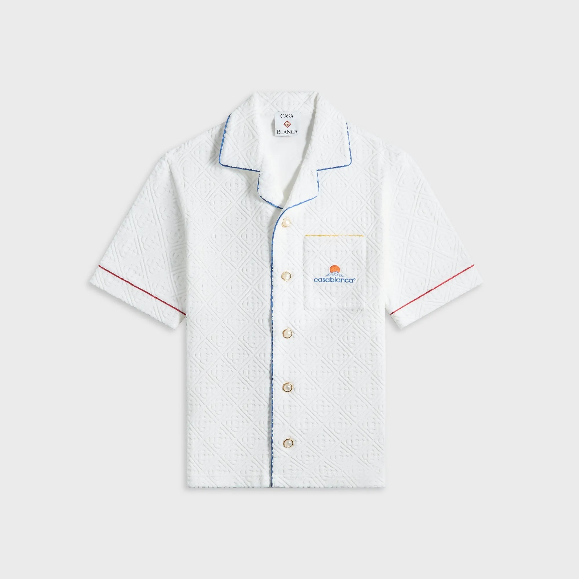 Casablanca Towelling Monogram Shirt - Bright White Flatlock stitching Durable Construction