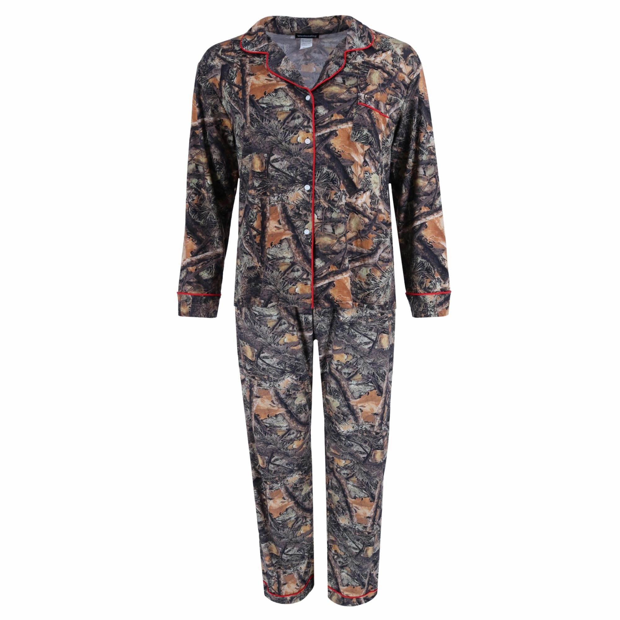 Adjustable Cuff Openings Women's Camo Print Pajama Set