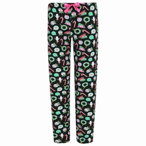 High Rise Fit Women's Christmas Ornament Open Bottom Pajama Pants