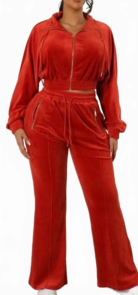 Women's Don't Bother Velour Set In Burgandy Durable Reinforced Edging QuickDry Lining