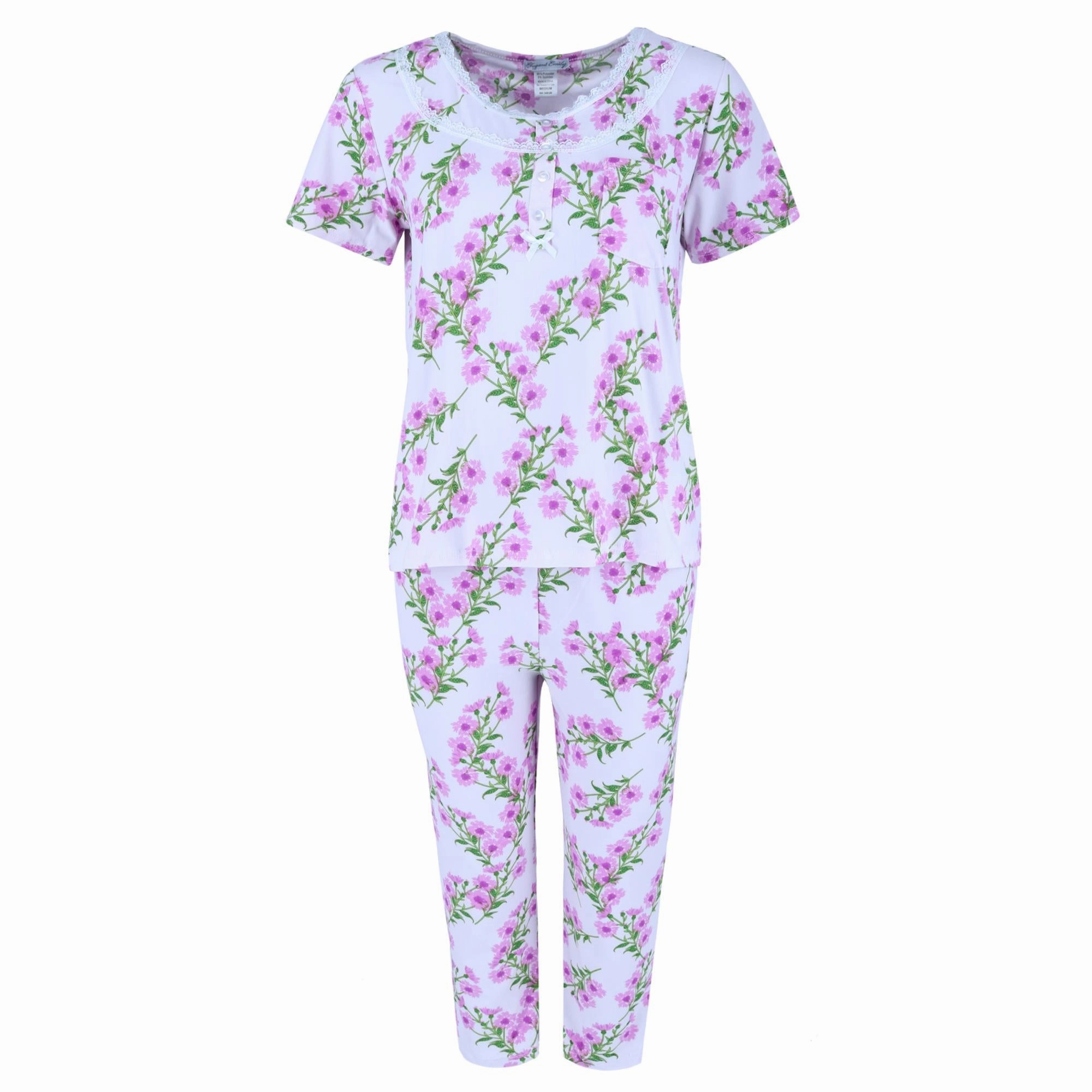 Women's Floral Capri Sleep Set Skin Friendly Fabric