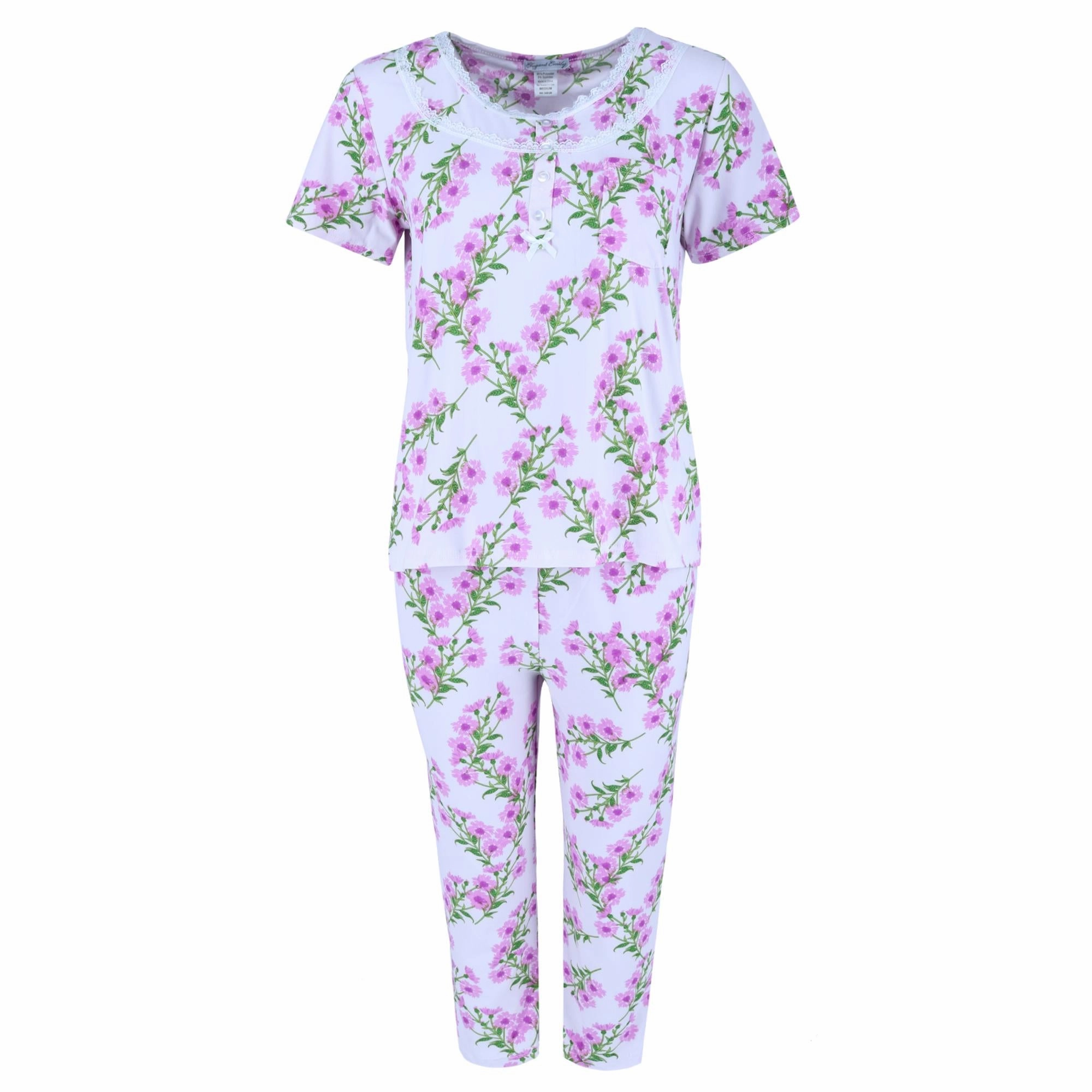 Women's Floral Capri Sleep Set Midweight Fabric