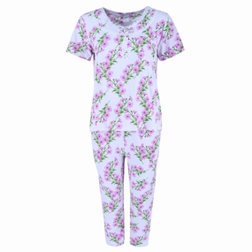 Women's Floral Capri Sleep Set Skin Friendly Fabric