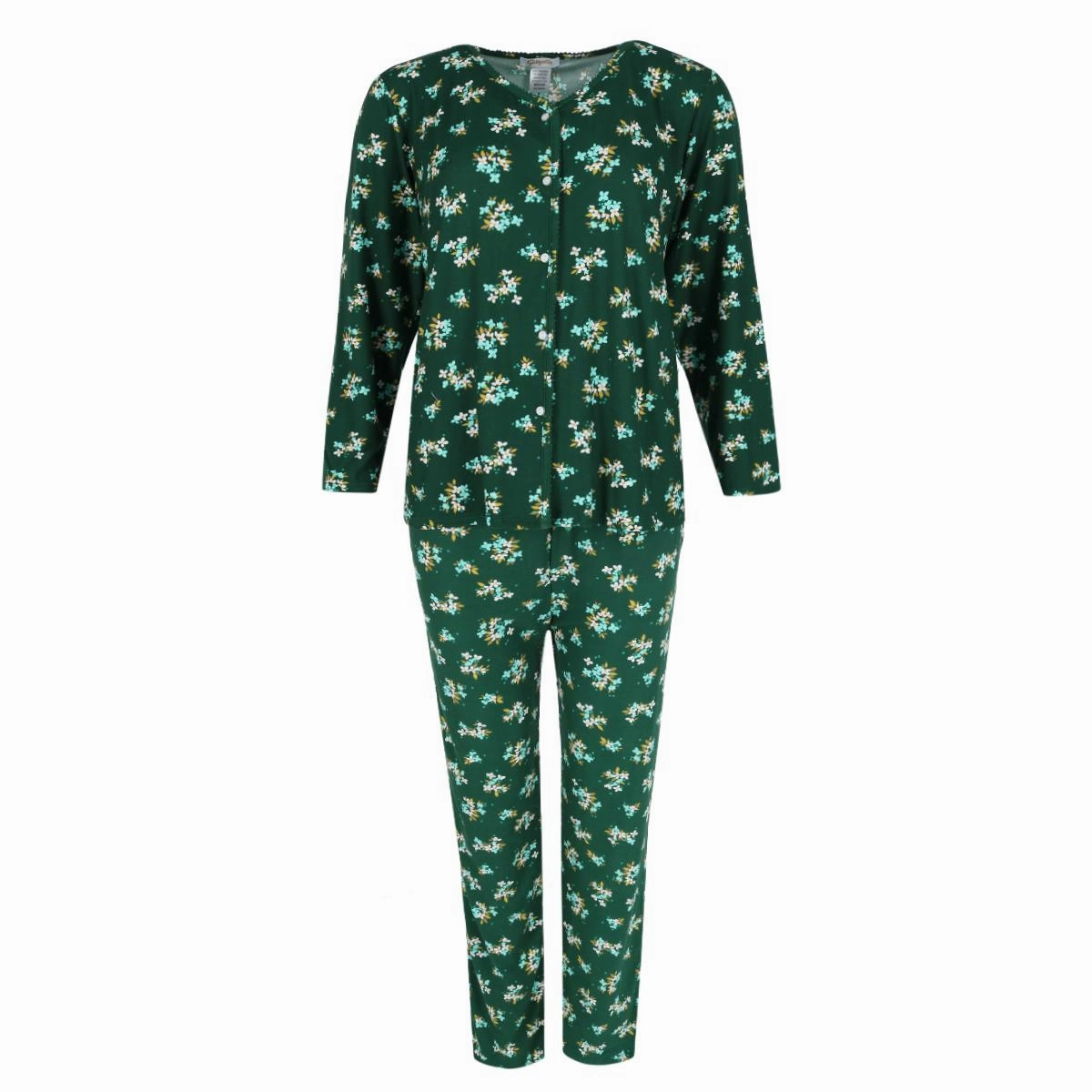 Women's Hunter Floral Pajama Set Butterfly Hem Detail UltraSoft Brushed Interior