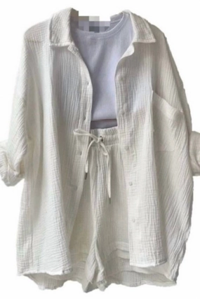 Women's Layla Linen Set In Off White Odor Resistant Tech Balanced Compression
