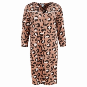 Static Resistant Fibers Women's Leopard Snap Front Long Sleeve Duster