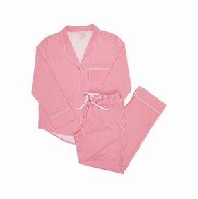 Tear Resistant Fabric QuickDry Lining Women's Let Me Lounge Set In Richmond Red Stripe With Worth Avenue White Piping