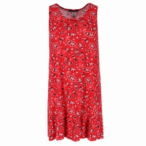 High Rise Fit Adjustable drawstring Women's Paisley Sleeveless Sleep Gown