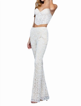 Women's Pants And Top Set In Bone Layered Look Design MoistureWicking Technology