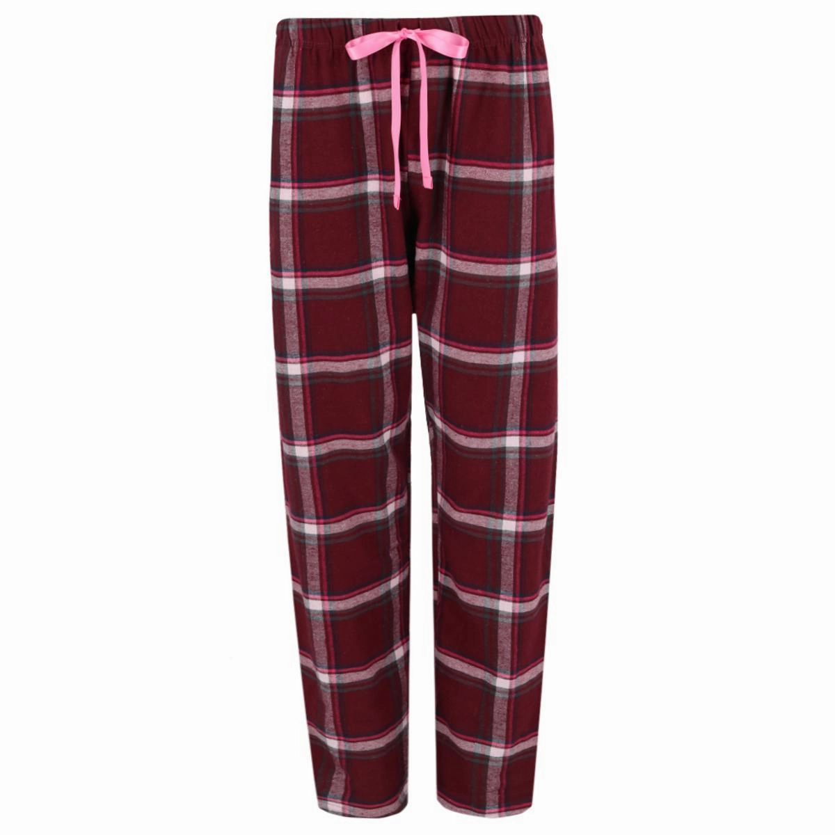 Adjustable Cuff Openings Moisture Control Fabric Women's Plaid Flannel Open Bottom Pants