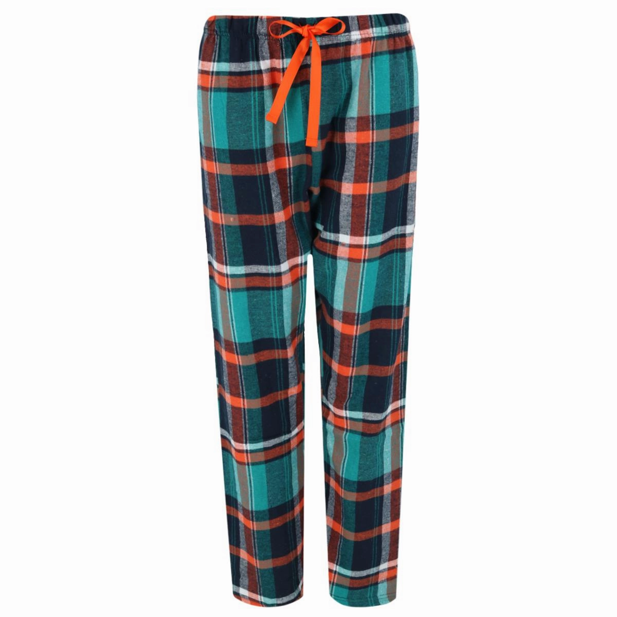 Tear Resistant Knit Hidden Pocket Detail Women's Plaid Flannel Open Bottom Pants