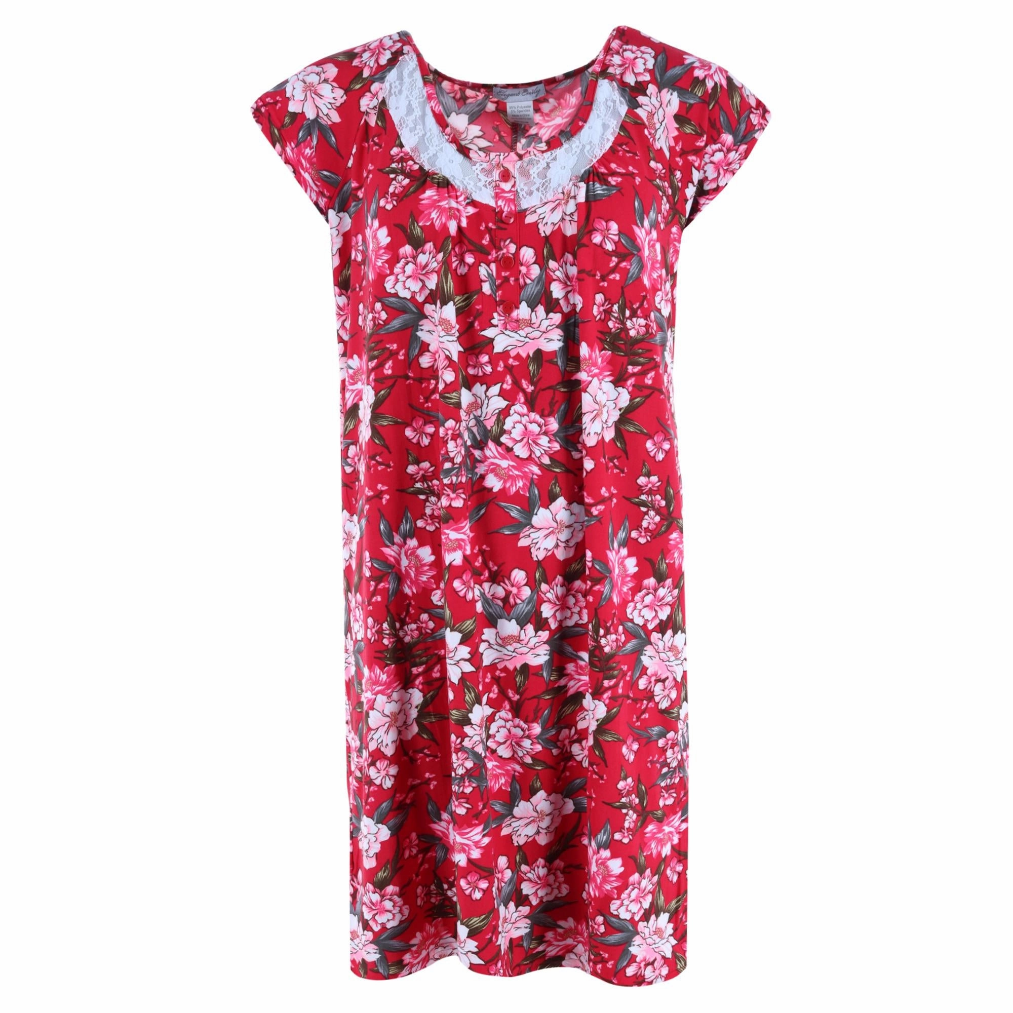 Quick Dry Technology Two Way Stretch Women's Plus Size Burgundy Floral Gown