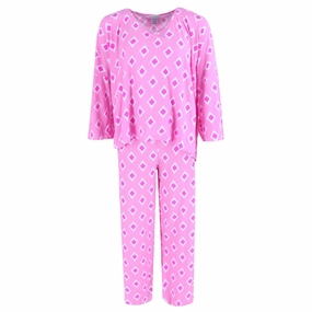 Women's Plus Size Flowing Pajama Set Layered construction Hidden Pocket Detail