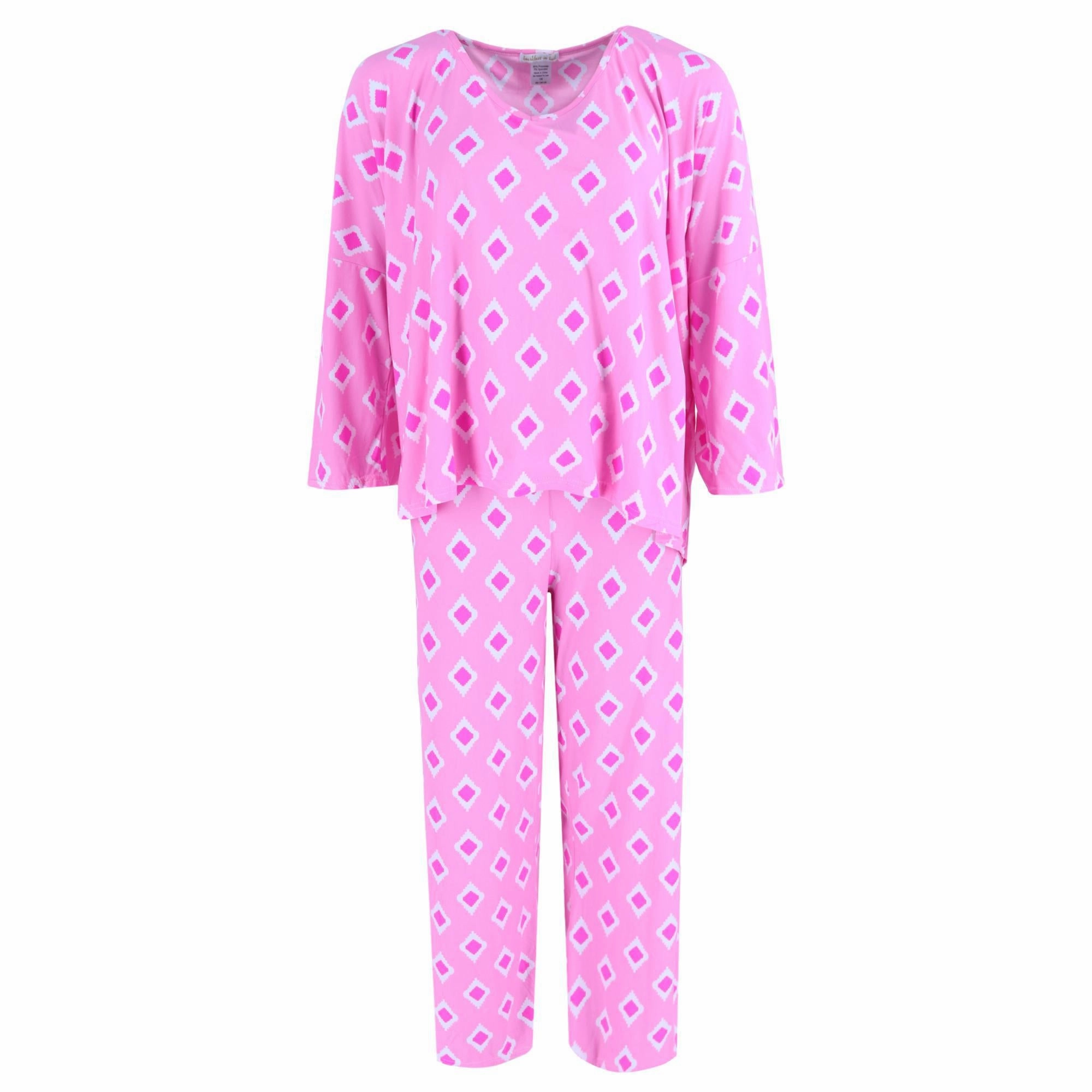 Women's Plus Size Flowing Pajama Set Layered construction Hidden Pocket Detail
