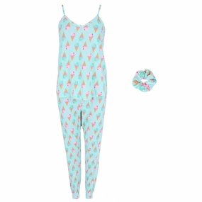 Minimalist Design Flexible Stretch Fabric Women's Plus Size Ice Cream Jogger PJ Set